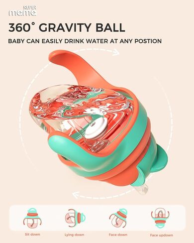 أكواب سوبر ماما للانسكاب للأطفال بعمر سنة فما فوق مع فوهة شرب وقش (9/11 أونصة)، أكواب PPSU مانعة للانسكاب مع قش مرجح، أكواب تدريب مقاومة للانسكاب للأطفال الصغار مع مقبض للأطفال بعمر 6 أشهر فما فوق in Kuwait