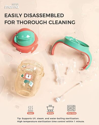 أكواب سوبر ماما للانسكاب للأطفال بعمر سنة فما فوق مع فوهة شرب وقش (9/11 أونصة)، أكواب PPSU مانعة للانسكاب مع قش مرجح، أكواب تدريب مقاومة للانسكاب للأطفال الصغار مع مقبض للأطفال بعمر 6 أشهر فما فوق in Kuwait