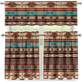 ZFRXIGN Southwestern Horse Kitchen Curtain and Valances Set for Windows Valance Curtain Panel Drape Treatment Short Valances Native American Indian Style Decor Medium Curtains 3 Piece in Kuwait