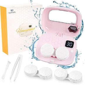 Wynthorix Contact Lens Cleaner Machine, Ultrasonic Contact Lens Cleaner,Auto Contact Lens Case with Mirror LED for Timer Reminder Remover Cleaning Colored Contact Lens Soft Lens Travel & Daily Care in Kuwait