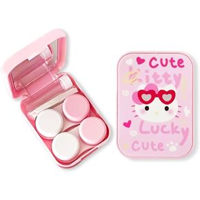 Yoceefy Contact Lens Case, Contact Lens Container Soak Storage Kit With Holder Tweezers Contact Solution Container Mirror,Pink Cute Portable Contact Lens Remover Tool Kit For Travel Home in Kuwait