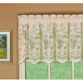 Today's Curtain Floral Vine Lace Tailored Valance 18", White, 60W x 18L in Kuwait