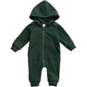 FYBITBO Infant Baby Boys Girls Clothing Zipper Hooded Jumpsuit Romper Long Sleeve Onesie Outfit Fall Winter Warm Clothes