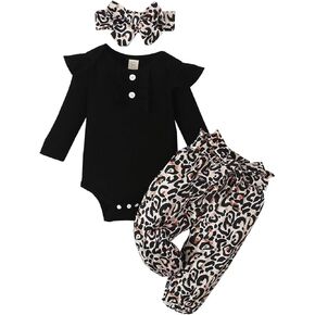Newborn Baby Girl Clothes Ribbed Romper Cute Bow Headband Fall Winter Outfits