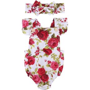 2 قطعة ملابس الفتيات حديثي الولادة بذلة مخططة رومبير Playsuit عقال ملابس 0-24 شهرًا in Kuwait