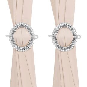 Mewutal Set of 2 Gold Curtain Tie with Rod Plastic Curtain Buckle Drapery Holdbacks Curtain Ring Drapery Tiebacks for Window Decoration
