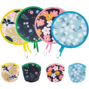 4 Pcs Foldable Hand Fan, 4 Styles Compact Cooling Fans, Handheld Colorful Floral Round Fans for Travel, Events, Indoor & Outdoor in Kuwait