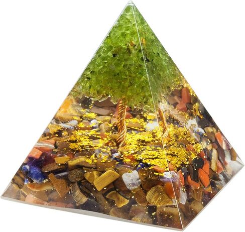 شجرة الحياة نوبوياي الزبرجد واللابرادوريت كريستال أورغون حجر الهرم للحماية، ريكي شفاء شقرا مولد طاقة التأمل لديكور المنزل in Kuwait