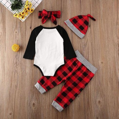 FYBITBO My First Christmas Baby Boy Girl Outfits Newborn Infant Letter Romper Shirt Pants Hat 1St Christmas Clothes Set in Saudi Arabia