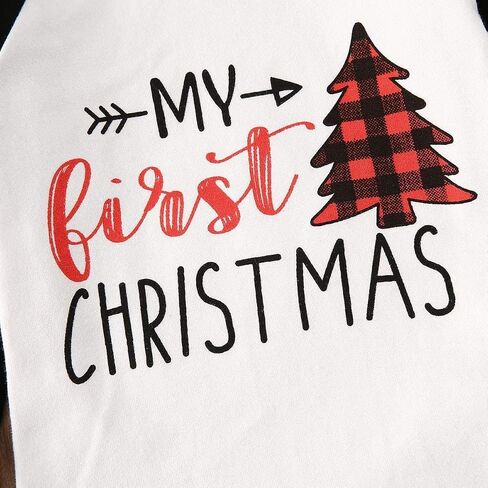 FYBITBO My First Christmas Baby Boy Girl Outfits Newborn Infant Letter Romper Shirt Pants Hat 1St Christmas Clothes Set in Saudi Arabia