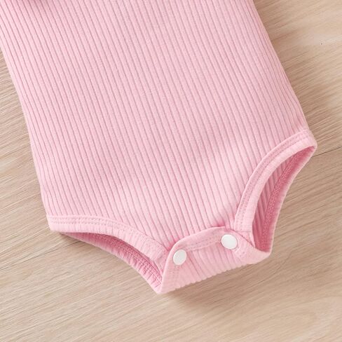 Unutiylo Preemie Newborn Baby Girls Clothes Ribbed Romper Bodysuit Pants Set Ruffle Spring Summer Outfits in Kuwait