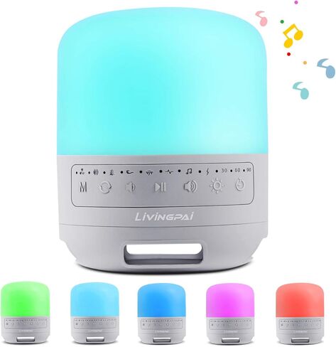 جهاز ضوضاء أبيض من LiviNGPAi مع ضوء ليلي قابل للتعديل، 35 صوتًا مهدئًا عالي الدقة، ضوء متغير اللون 0-100، آلة صنع ضوضاء النوم المحمولة للمنزل والمكتب والسفر in Kuwait