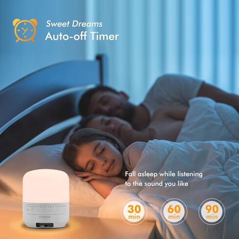 جهاز ضوضاء أبيض من LiviNGPAi مع ضوء ليلي قابل للتعديل، 35 صوتًا مهدئًا عالي الدقة، ضوء متغير اللون 0-100، آلة صنع ضوضاء النوم المحمولة للمنزل والمكتب والسفر in Kuwait