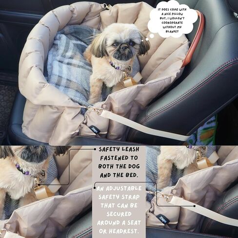 ZEPA Premium Dog Car Seat with Safety Leash, Dog Carrier for Small Dogs Under 25 Pounds, Pet Car Seat for Cats, Puppy Car Seat and Travel Accessories, Dog Bed for Car, Dog Booster seat for Car in Saudi Arabia