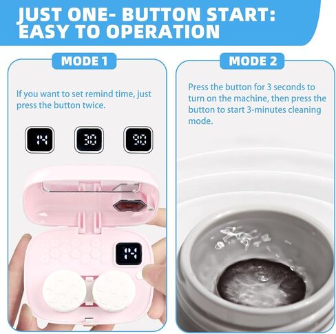 Wynthorix Contact Lens Cleaner Machine, Ultrasonic Contact Lens Cleaner,Auto Contact Lens Case with Mirror LED for Timer Reminder Remover Cleaning Colored Contact Lens Soft Lens Travel & Daily Care in Kuwait