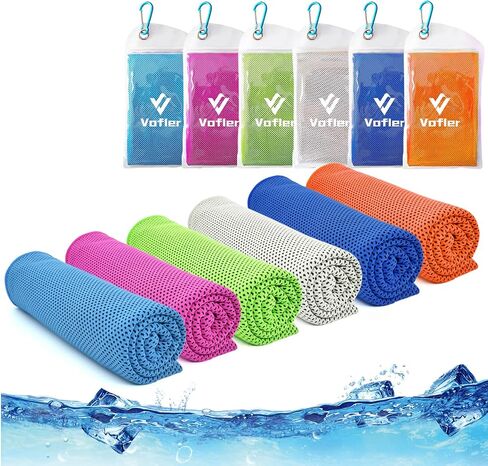 Cooling Towel,Vofler [6 Pack] Cool Towels Microfiber Chilly Ice Cold Head Band Bandana Neck Wrap (40"x 12") for Athlete Men Women Youth Kids Dogs Yoga Outdoor Golf Running Hiking Sports Camping Travel in Saudi Arabia