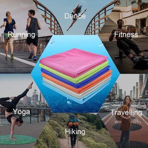 Cooling Towel,Vofler [6 Pack] Cool Towels Microfiber Chilly Ice Cold Head Band Bandana Neck Wrap (40"x 12") for Athlete Men Women Youth Kids Dogs Yoga Outdoor Golf Running Hiking Sports Camping Travel in Saudi Arabia