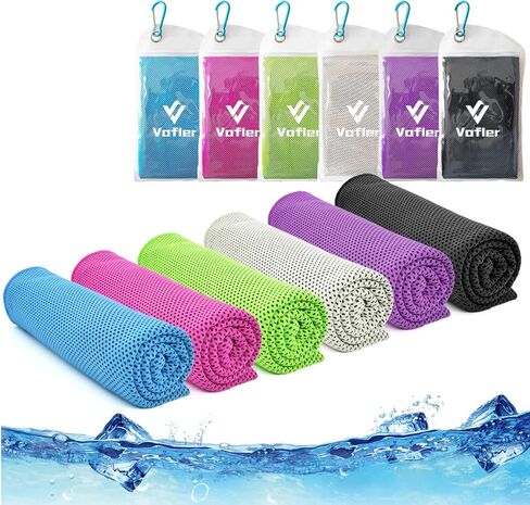 Cooling Towel,Vofler [6 Pack] Cool Towels Microfiber Chilly Ice Cold Head Band Bandana Neck Wrap (40"x 12") for Athlete Men Women Youth Kids Dogs Yoga Outdoor Golf Running Hiking Sports Camping Travel in Saudi Arabia