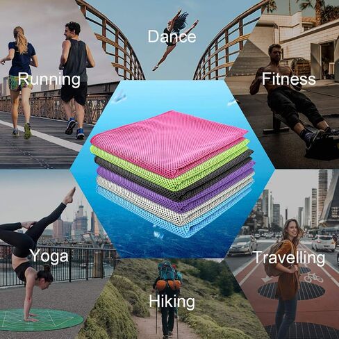 Cooling Towel,Vofler [6 Pack] Cool Towels Microfiber Chilly Ice Cold Head Band Bandana Neck Wrap (40"x 12") for Athlete Men Women Youth Kids Dogs Yoga Outdoor Golf Running Hiking Sports Camping Travel in Saudi Arabia