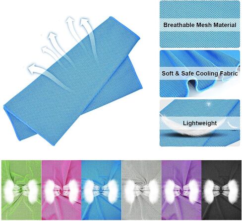 Cooling Towel,Vofler [6 Pack] Cool Towels Microfiber Chilly Ice Cold Head Band Bandana Neck Wrap (40"x 12") for Athlete Men Women Youth Kids Dogs Yoga Outdoor Golf Running Hiking Sports Camping Travel in Saudi Arabia