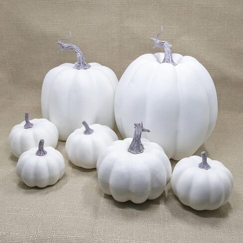 مجموعة 12 قطعة من القرع الاصطناعي الأبيض المتنوعة من WangLaap، مجموعة من القرع الاصطناعي القابل للطلاء لتزيين المنزل في الخريف والهالوين (12 قطعة بيضاء) in Kuwait