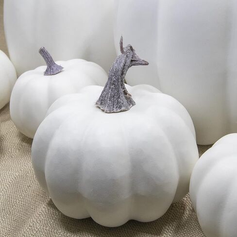 مجموعة 12 قطعة من القرع الاصطناعي الأبيض المتنوعة من WangLaap، مجموعة من القرع الاصطناعي القابل للطلاء لتزيين المنزل في الخريف والهالوين (12 قطعة بيضاء) in Kuwait