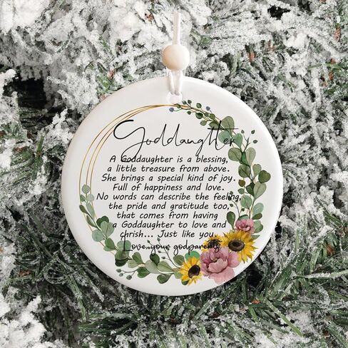 زخرفة عيد الميلاد للابنة الروحية من العرابين 2023، هدايا العرابين، تذكار معمودية التعميد، زخرفة سيراميك 2.83 بوصة in Kuwait