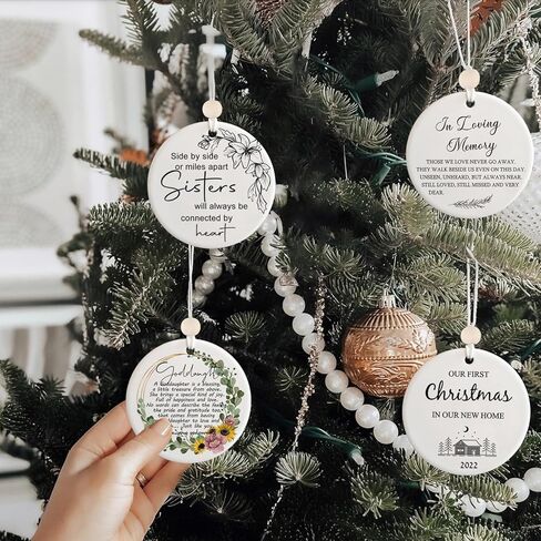 زخرفة عيد الميلاد للابنة الروحية من العرابين 2023، هدايا العرابين، تذكار معمودية التعميد، زخرفة سيراميك 2.83 بوصة in Kuwait