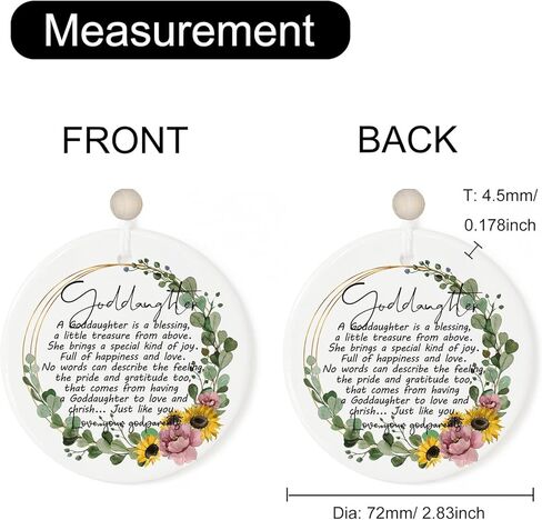 زخرفة عيد الميلاد للابنة الروحية من العرابين 2023، هدايا العرابين، تذكار معمودية التعميد، زخرفة سيراميك 2.83 بوصة in Kuwait