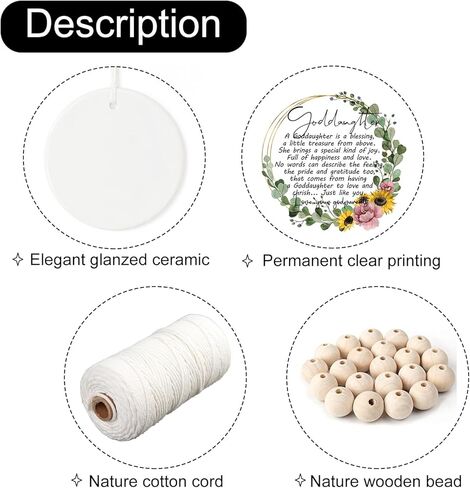 زخرفة عيد الميلاد للابنة الروحية من العرابين 2023، هدايا العرابين، تذكار معمودية التعميد، زخرفة سيراميك 2.83 بوصة in Kuwait