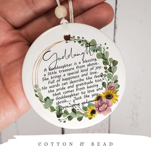 زخرفة عيد الميلاد للابنة الروحية من العرابين 2023، هدايا العرابين، تذكار معمودية التعميد، زخرفة سيراميك 2.83 بوصة in Kuwait