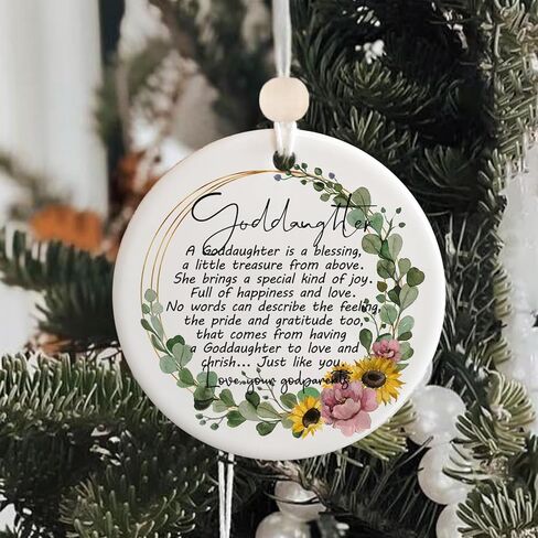 زخرفة عيد الميلاد للابنة الروحية من العرابين 2023، هدايا العرابين، تذكار معمودية التعميد، زخرفة سيراميك 2.83 بوصة in Kuwait