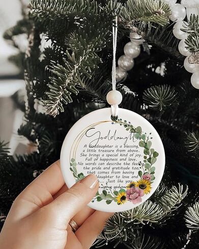 زخرفة عيد الميلاد للابنة الروحية من العرابين 2023، هدايا العرابين، تذكار معمودية التعميد، زخرفة سيراميك 2.83 بوصة in Kuwait