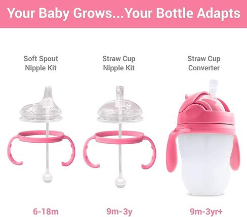 3-in-1 Weighted Straw Sippy Cup Conversion Kit for Comotomo Bottles | Versatile, Leak-Proof - Easy-to-Use Solution for Babies and Toddlers | Compatible with 5oz & 8oz Bottle (Green) in Saudi Arabia