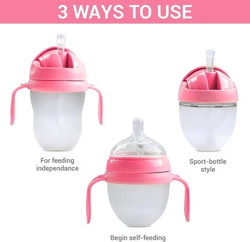 3-in-1 Weighted Straw Sippy Cup Conversion Kit for Comotomo Bottles | Versatile, Leak-Proof - Easy-to-Use Solution for Babies and Toddlers | Compatible with 5oz & 8oz Bottle (Green) in Saudi Arabia