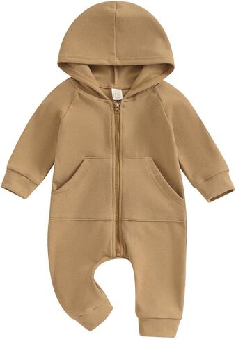 FYBITBO Infant Baby Boys Girls Clothing Zipper Hooded Jumpsuit Romper Long Sleeve Outfit Fall Winter Warm Clothes in Saudi Arabia