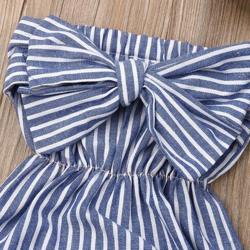 2 قطعة ملابس الفتيات حديثي الولادة بذلة مخططة رومبير Playsuit عقال ملابس 0-24 شهرًا in Kuwait