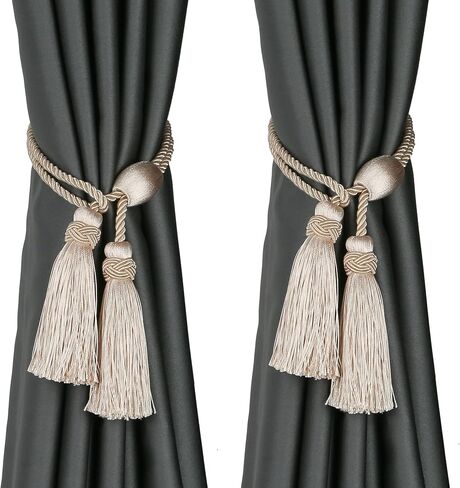 HedongHexi Curtain Tiebacks with Tassel,Modern Rope Window Curtain Ties Backs for Draperies, Outdoor Elegant Decorative Curtain Holdbacks in Kuwait