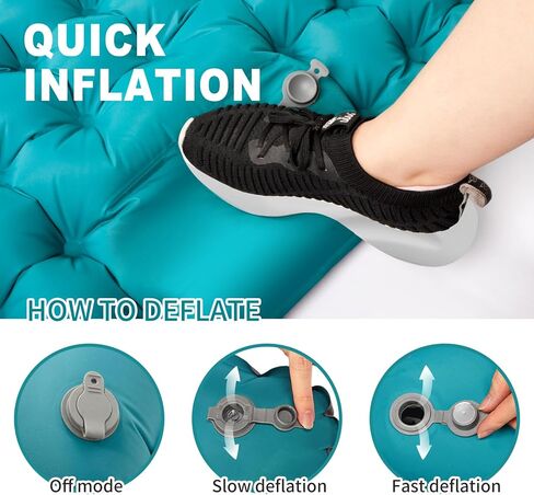 مرتبة تخييم لشخصين، وسادة نوم مزدوجة ذاتية النفخ للتخييم مع وسادتين، وسادة نوم مقاومة للماء للتخييم لشخصين، وسادة نوم محمولة خفيفة الوزن للتخييم لشخصين للخيمة، ازرق in Kuwait