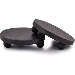 BHAVATU Display Stand Acacia Wood Round Set of 2 Rustic Display Stand,Display for Tiered Tray Deco (6" x 6" x 1.75") in Kuwait