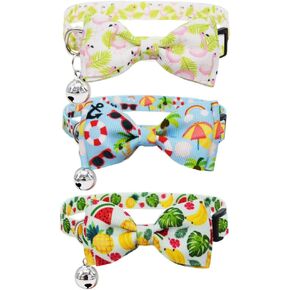 3 Pack Fall Cat Collar with Bow Kitten Bowtie Collar with Bell Autumn Breakaway Adjustable Collars in Kuwait