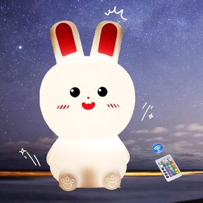 ضوء ليلي من السيليكون على شكل أرنب Hasdlga، مصباح LED للأطفال على شكل أرنب لطيف، 16 لونًا للتحكم عن بعد المتغير، مصابيح حضانة قابلة لإعادة الشحن وقابلة لإعادة الشحن لتزيين غرفة النوم هدية عيد الميلاد in Kuwait