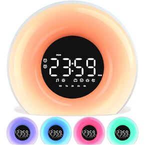 OrangeLight Wake Up Light Sunrise Alarm Clock with Sunrise Sunset Simulation 25 Nature Sounds 12 Colors Night Light Dual Alarms and Snooze Function Sleep Aid for Heavy Sleepers Kids Adults (Black)