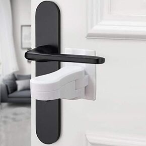 Childproof Door Lever Lock (3-Pack), Baby Proofing Door Handles Deter Kids Pets from Opening Doors & Getting Locked in Rooms, Tool-Free Install Easiest Use
