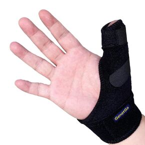 GenetGo Trigger Thumb Splint - Thumb Spica Support Brace Stabilizer for Pain, Sprains, Arthritis, Tendonitis (Right Hand or Left Hand) (Black) in Kuwait