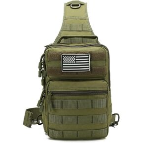 Tactical Sling Bag for men,Shoulder Backpack Molle Assault Range Bags Chest Pack Day Pack Diaper Bag (Black)