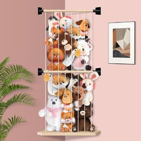 Stuffed Animal Storage Wall Mount, Plushie Toy Storage Organizer, Stuffed Animal Holder with Adjustable Cord, Nursery Corner Shelf for Stuffed Animal Organizer, Wall Hanging Toy Organizer for Playroom in Kuwait
