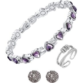 NSJDDWN سوار مغناطيسي مجموعة أقراط للنساء الليمفاوية التخلص من السموم سوار مغناطيسي لآلام التهاب المفاصل حلقة التصريف اللمفاوي أقراط الضغط الإبري in Kuwait