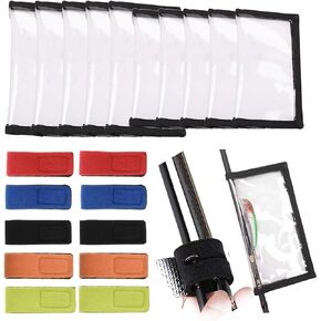 HomDeak 20pcs Fishing Lure Wraps Fishing Rod Belts 5Large 4.3" W x 7.9" L + 5Medium 3.9" W x 7.1" L Durable Clear PVC Lure Covers +10pcs Colorful Casting Spinning Rod Straps (10 Lure Wraps+10Rod Belt) in Saudi Arabia