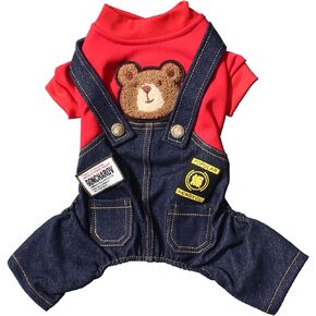 Dog Costume Clothes, Cute Denim Overalls for Small & Medium Pets, Boy & Girl Dogs Coats Jeans T-Shirts Sweatshirts